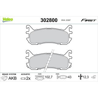 Stabdžių trinkelių rinkinys, diskinis stabdys VALEO 302800