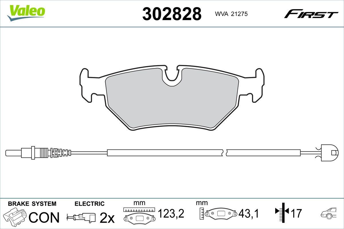 Stabdžių trinkelių rinkinys, diskinis stabdys VALEO 302828