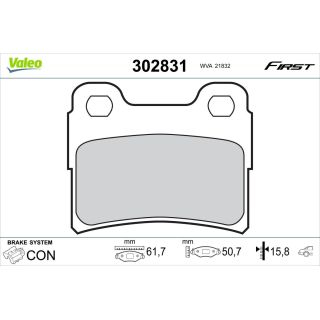 Stabdžių trinkelių rinkinys, diskinis stabdys VALEO 302831