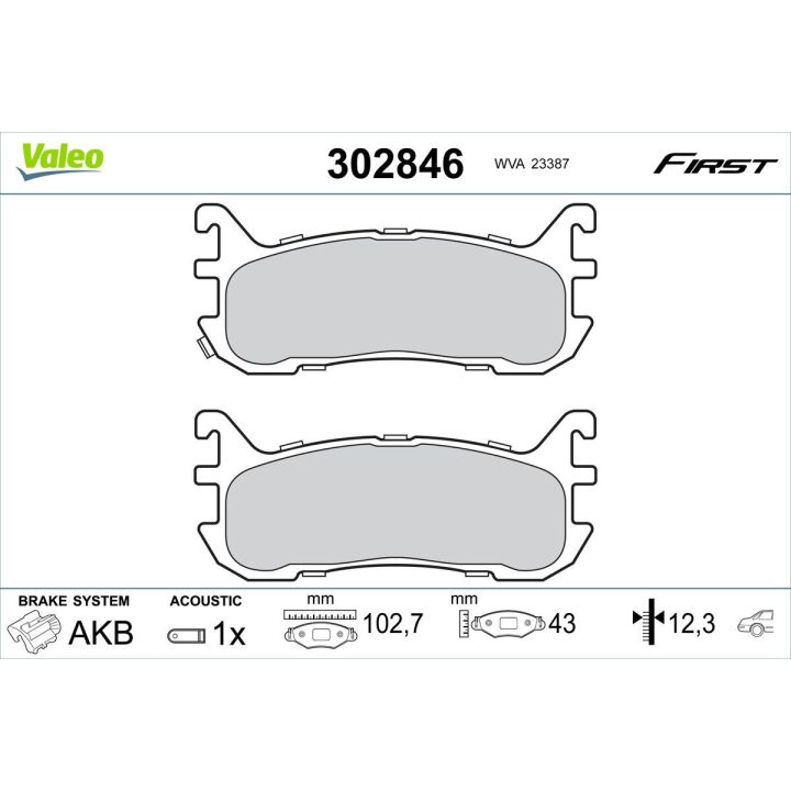 Stabdžių trinkelių rinkinys, diskinis stabdys VALEO 302846