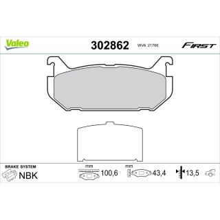 Stabdžių trinkelių rinkinys, diskinis stabdys VALEO 302862