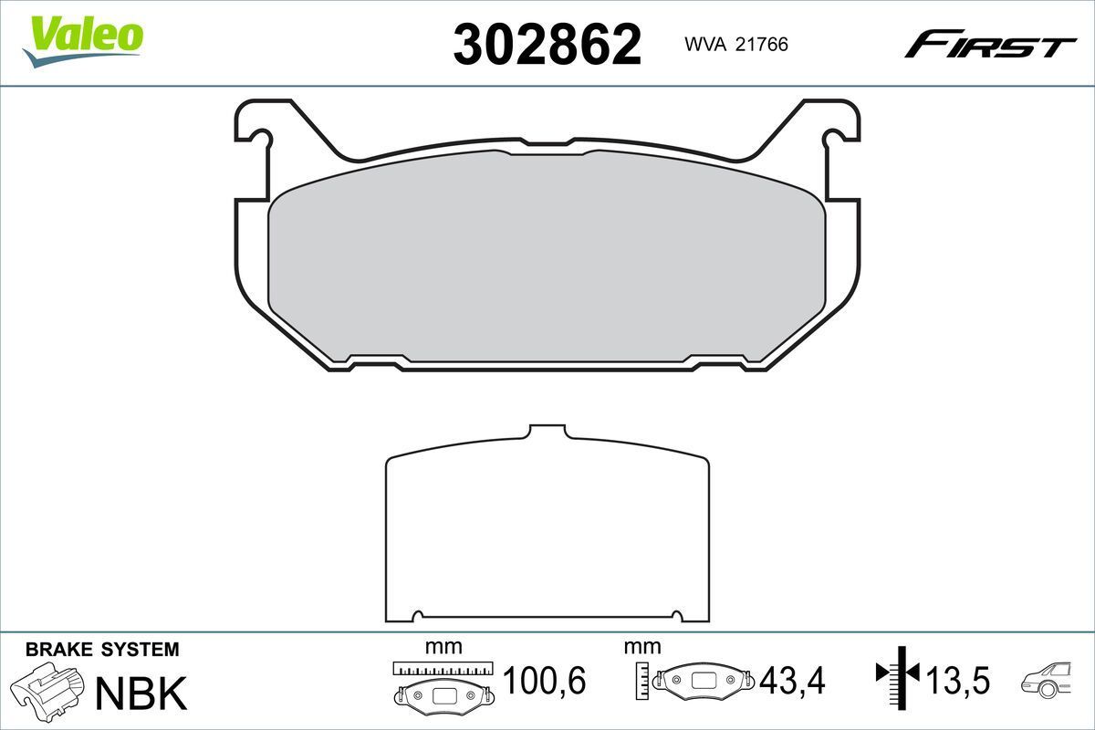 Stabdžių trinkelių rinkinys, diskinis stabdys VALEO 302862