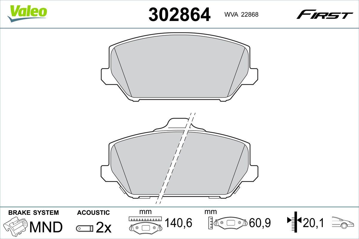 Stabdžių trinkelių rinkinys, diskinis stabdys VALEO 302864