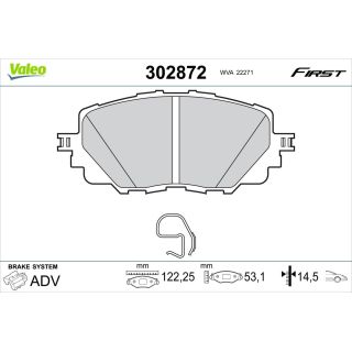 Stabdžių trinkelių rinkinys, diskinis stabdys VALEO 302872