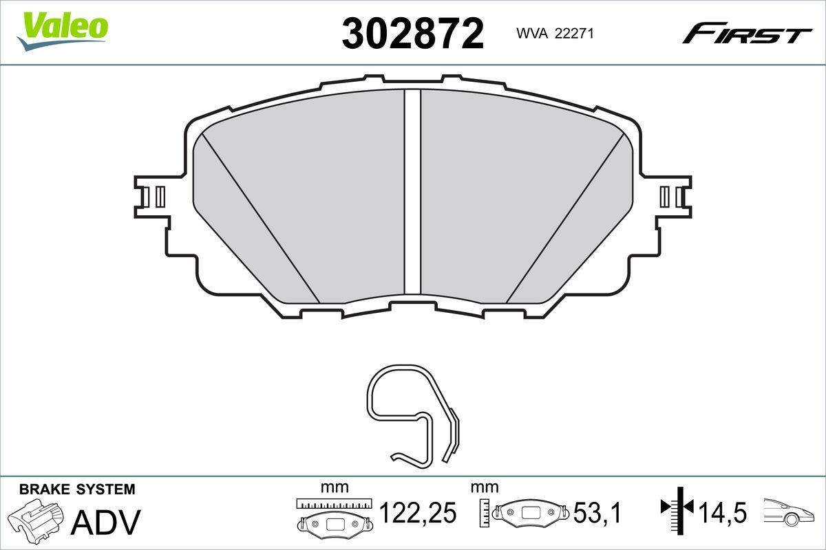 Stabdžių trinkelių rinkinys, diskinis stabdys VALEO 302872