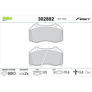 Stabdžių trinkelių rinkinys, diskinis stabdys VALEO 302882