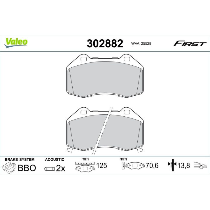 Stabdžių trinkelių rinkinys, diskinis stabdys VALEO 302882