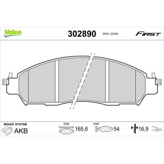 Stabdžių trinkelių rinkinys, diskinis stabdys VALEO 302890