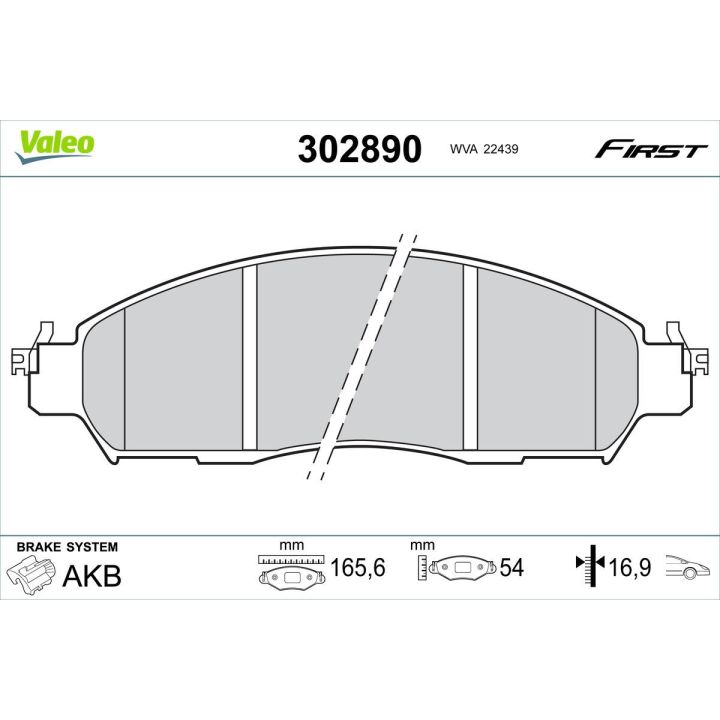 Stabdžių trinkelių rinkinys, diskinis stabdys VALEO 302890