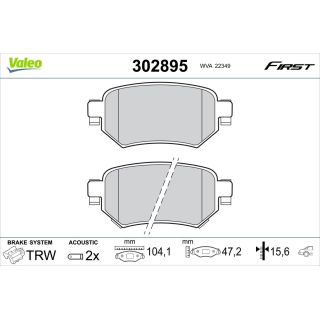 Stabdžių trinkelių rinkinys, diskinis stabdys VALEO 302895