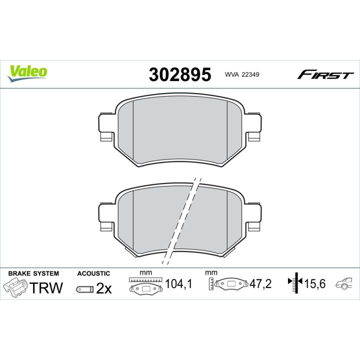 Stabdžių trinkelių rinkinys, diskinis stabdys VALEO 302895