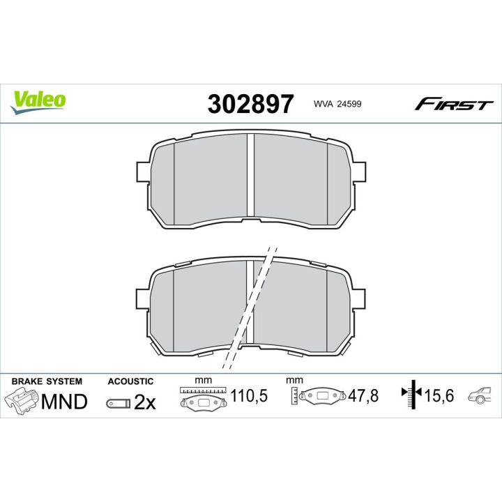 Stabdžių trinkelių rinkinys, diskinis stabdys VALEO 302897