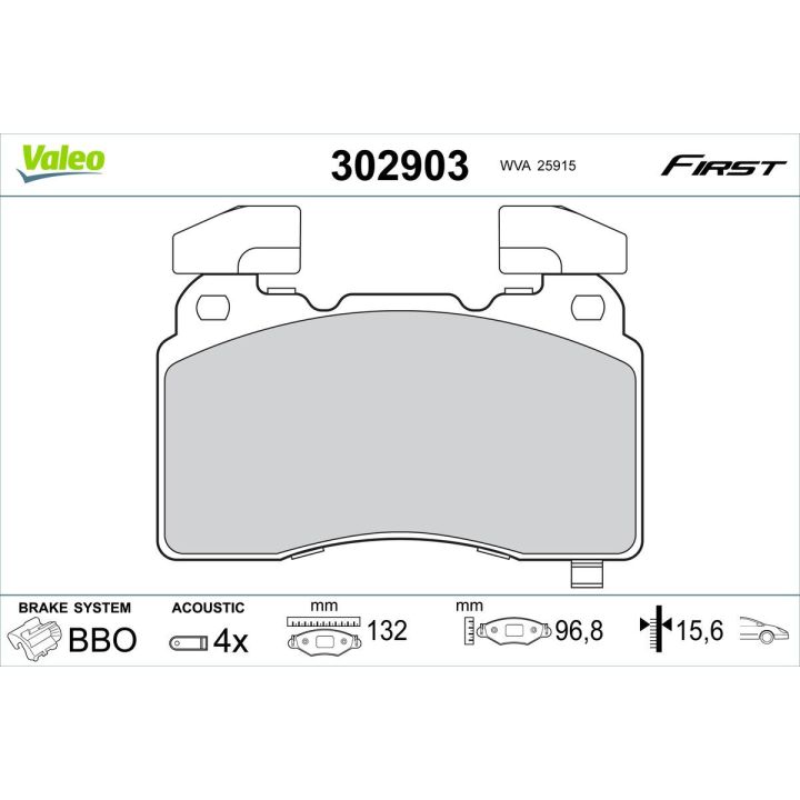Stabdžių trinkelių rinkinys, diskinis stabdys VALEO 302903