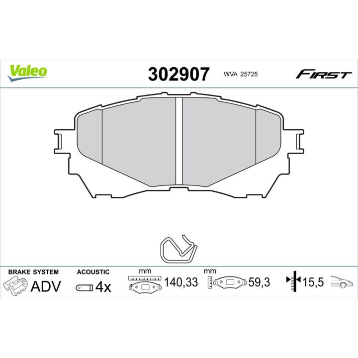 Stabdžių trinkelių rinkinys, diskinis stabdys VALEO 302907