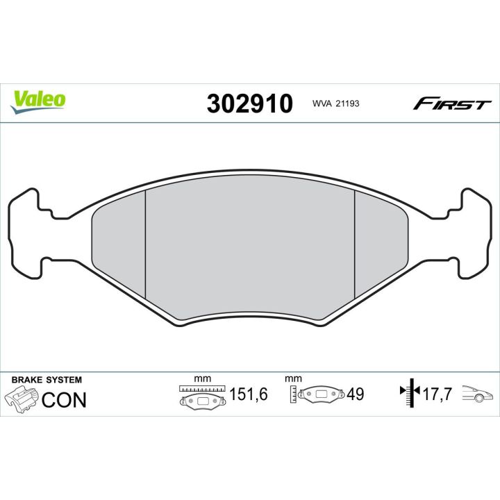 Stabdžių trinkelių rinkinys, diskinis stabdys VALEO 302910