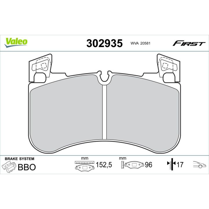 Stabdžių trinkelių rinkinys, diskinis stabdys VALEO 302935