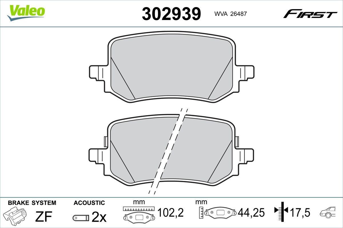 Stabdžių trinkelių rinkinys, diskinis stabdys VALEO 302939