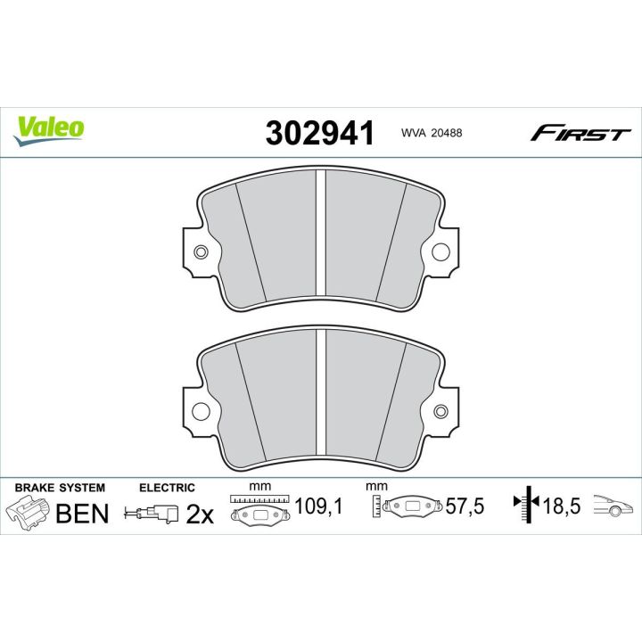 Stabdžių trinkelių rinkinys, diskinis stabdys VALEO 302941