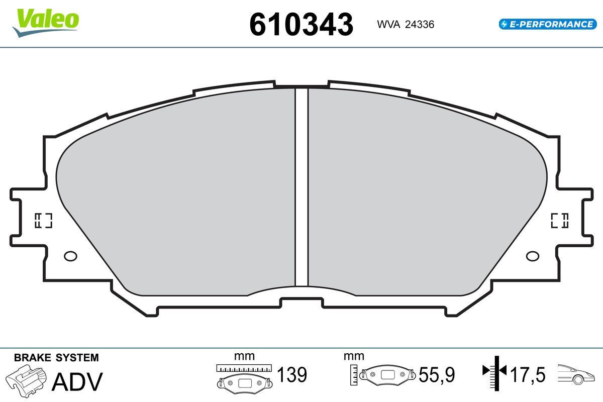 Stabdžių trinkelių rinkinys, diskinis stabdys VALEO 610343