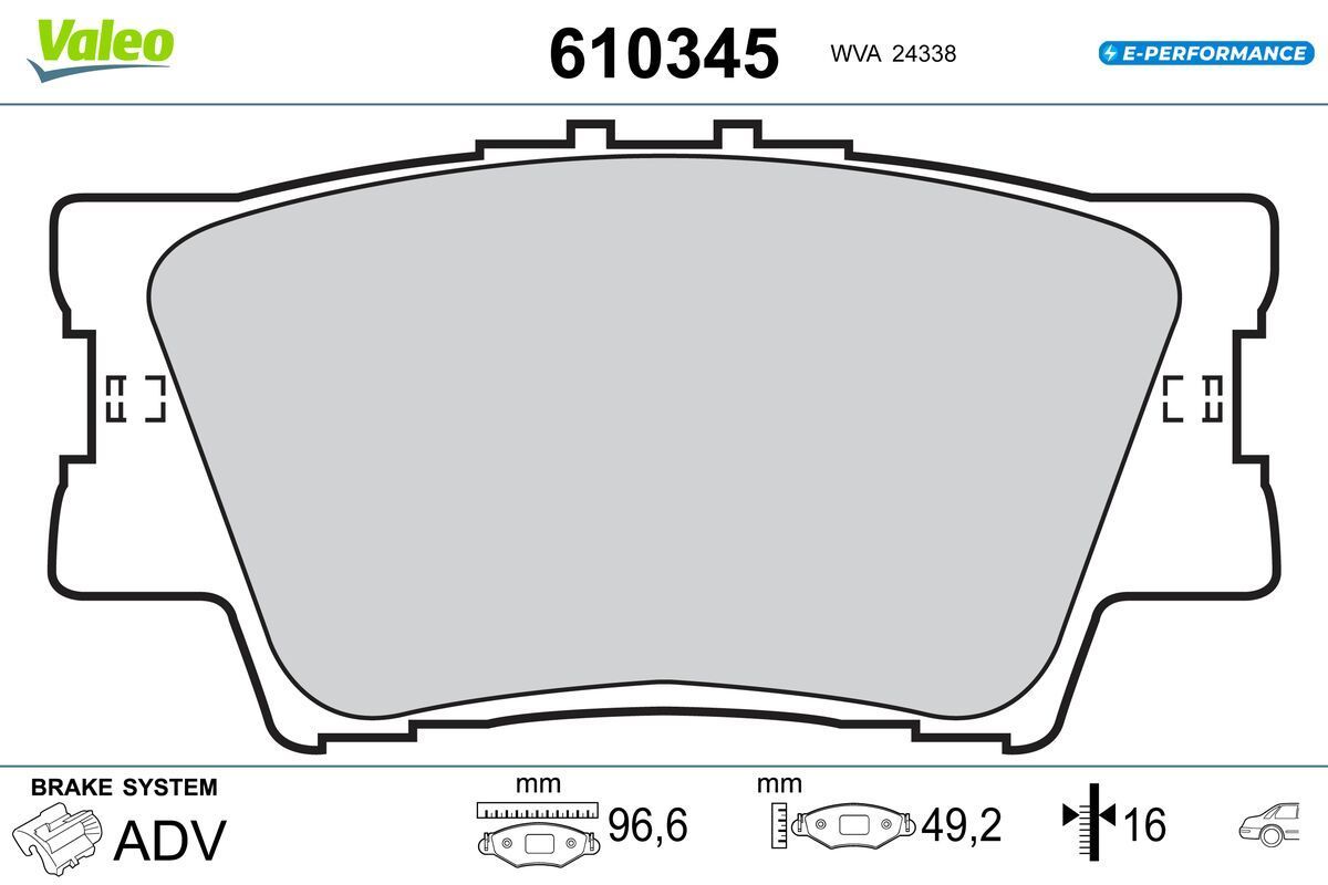 Stabdžių trinkelių rinkinys, diskinis stabdys VALEO 610345