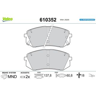 Stabdžių trinkelių rinkinys, diskinis stabdys VALEO 610352