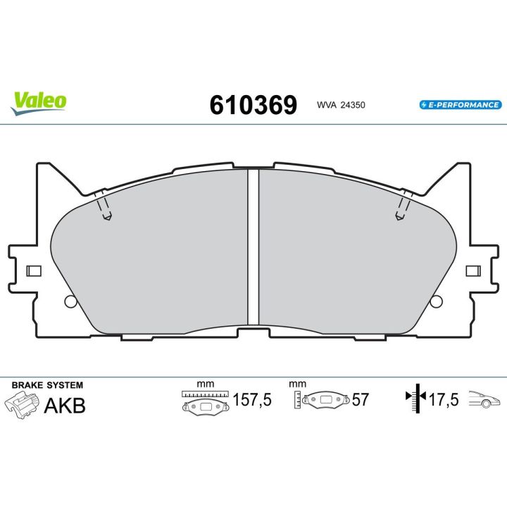 Stabdžių trinkelių rinkinys, diskinis stabdys VALEO 610369