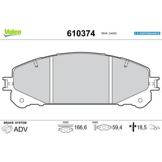 Stabdžių trinkelių rinkinys, diskinis stabdys VALEO 610374