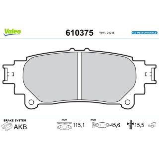 Stabdžių trinkelių rinkinys, diskinis stabdys VALEO 610375