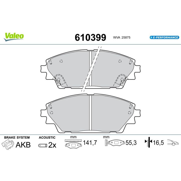 Stabdžių trinkelių rinkinys, diskinis stabdys VALEO 610399