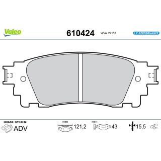 Stabdžių trinkelių rinkinys, diskinis stabdys VALEO 610424