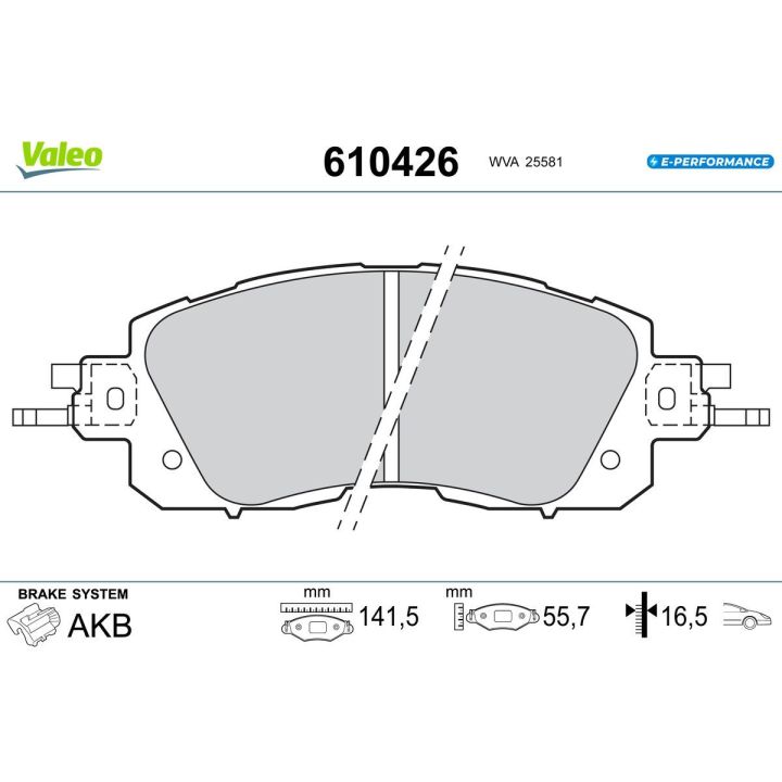 Stabdžių trinkelių rinkinys, diskinis stabdys VALEO 610426