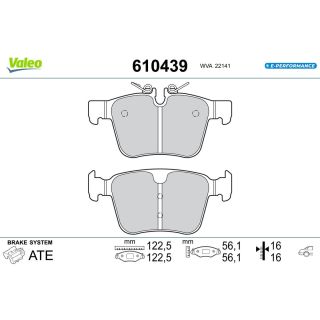 Stabdžių trinkelių rinkinys, diskinis stabdys VALEO 610439
