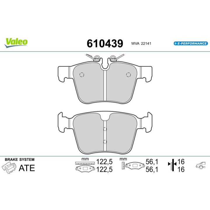 Stabdžių trinkelių rinkinys, diskinis stabdys VALEO 610439