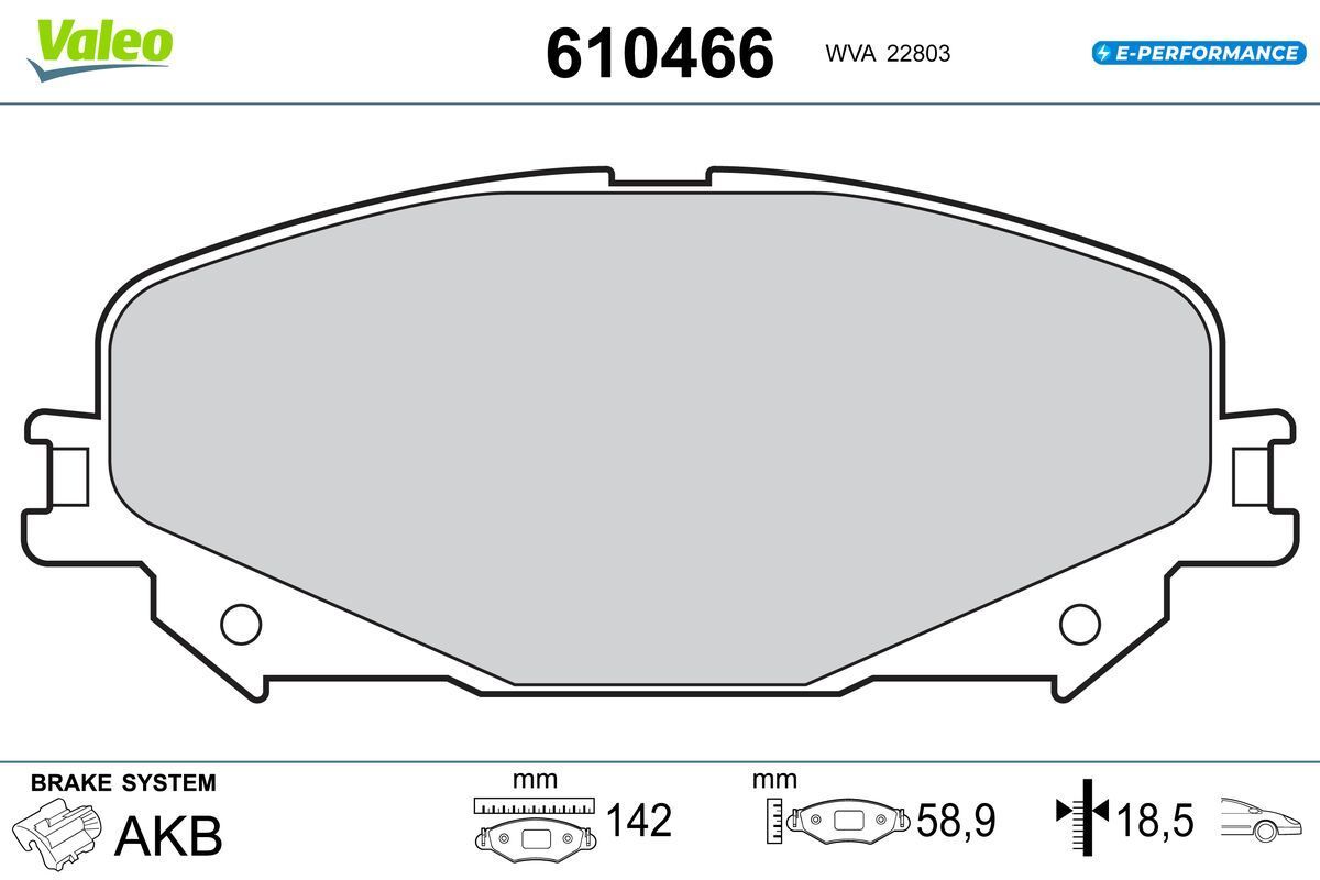 Stabdžių trinkelių rinkinys, diskinis stabdys VALEO 610466