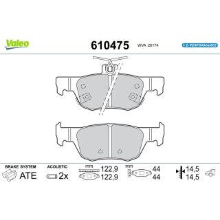 Stabdžių trinkelių rinkinys, diskinis stabdys VALEO 610475
