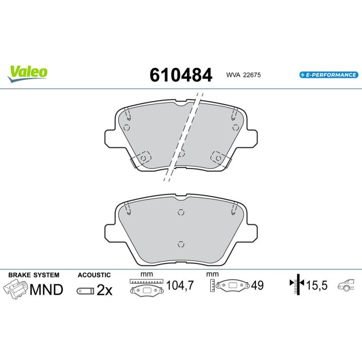 Stabdžių trinkelių rinkinys, diskinis stabdys VALEO 610484
