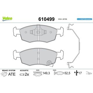 Stabdžių trinkelių rinkinys, diskinis stabdys VALEO 610499