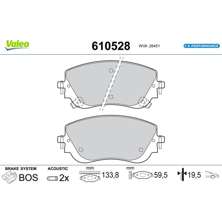Stabdžių trinkelių rinkinys, diskinis stabdys VALEO 610528