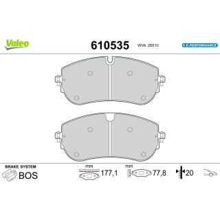 Stabdžių trinkelių rinkinys, diskinis stabdys VALEO 610535