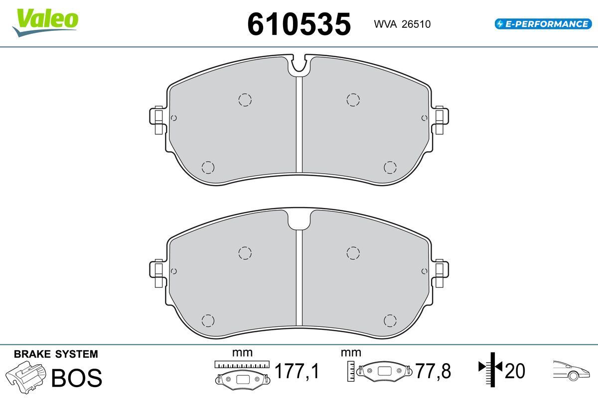 Stabdžių trinkelių rinkinys, diskinis stabdys VALEO 610535