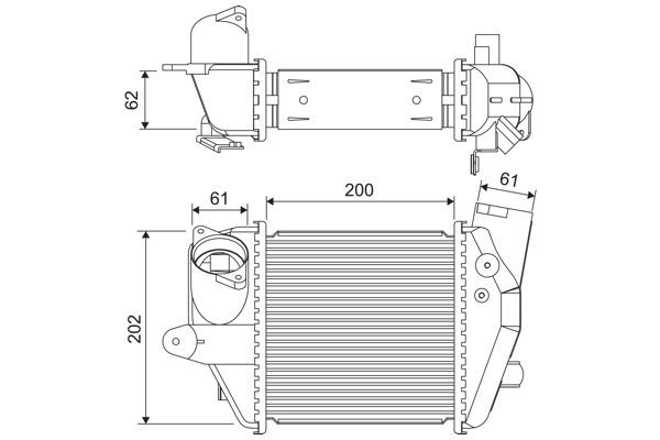 Tarpinis suslėgto oro aušintuvas, kompresorius VALEO 822906