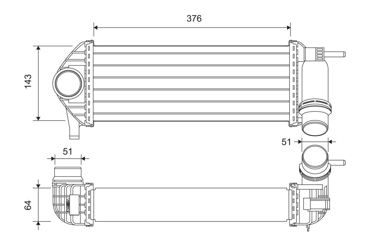 Tarpinis suslėgto oro aušintuvas, kompresorius VALEO 822948