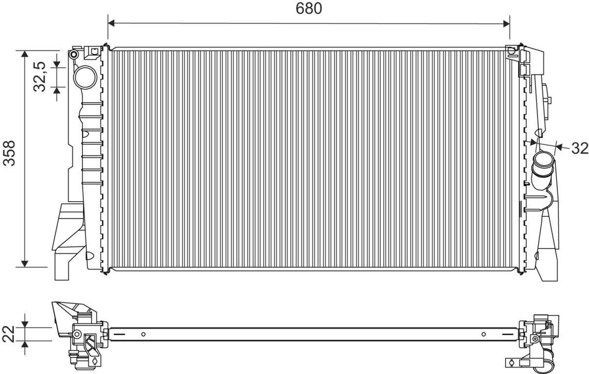 Radiatorius, variklio aušinimas VALEO 701448
