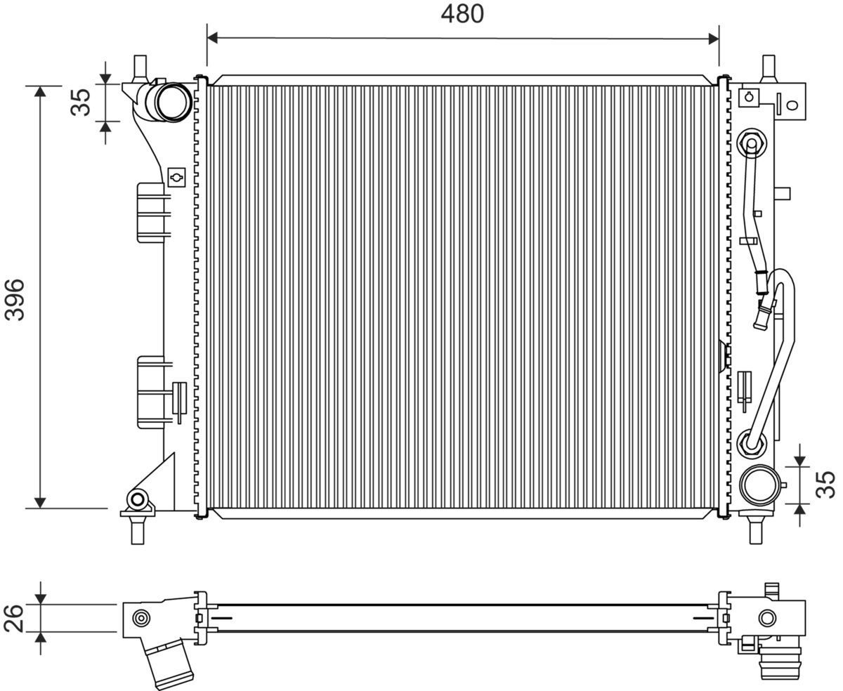 Radiatorius, variklio aušinimas VALEO 701452