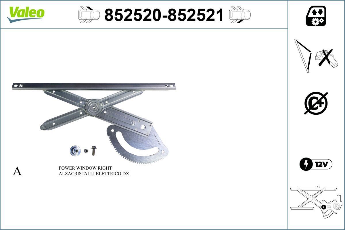 Lango pakėliklis VALEO 852520