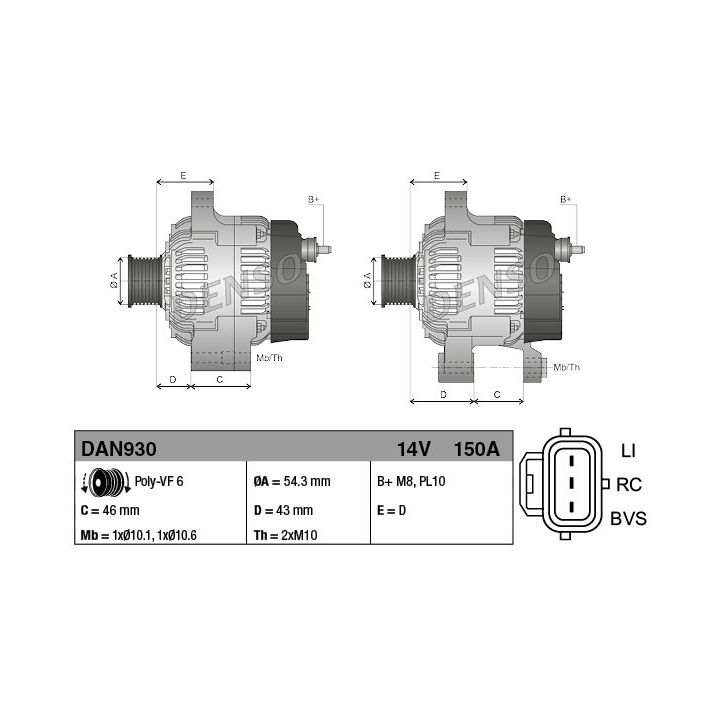 Kintamosios srovės generatorius DENSO DAN930