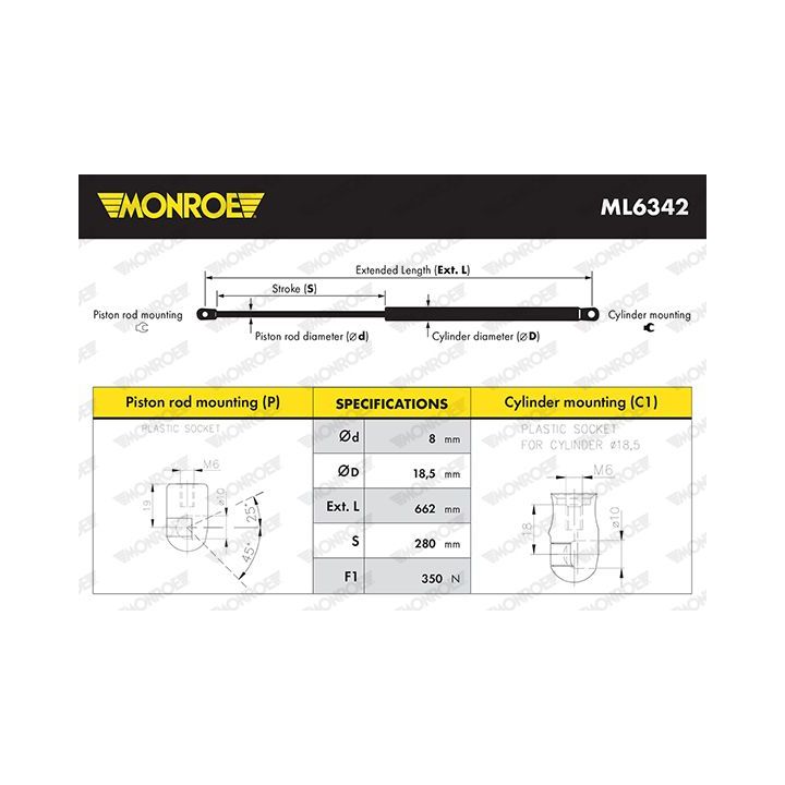 Dujinė spyruoklė, gaubtas MONROE ML6342
