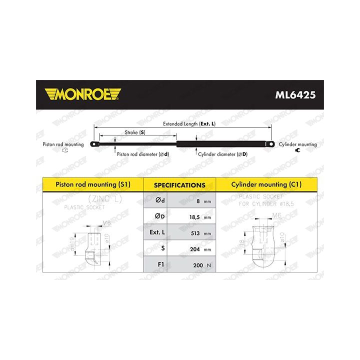 Dujinė spyruoklė, gaubtas MONROE ML6425
