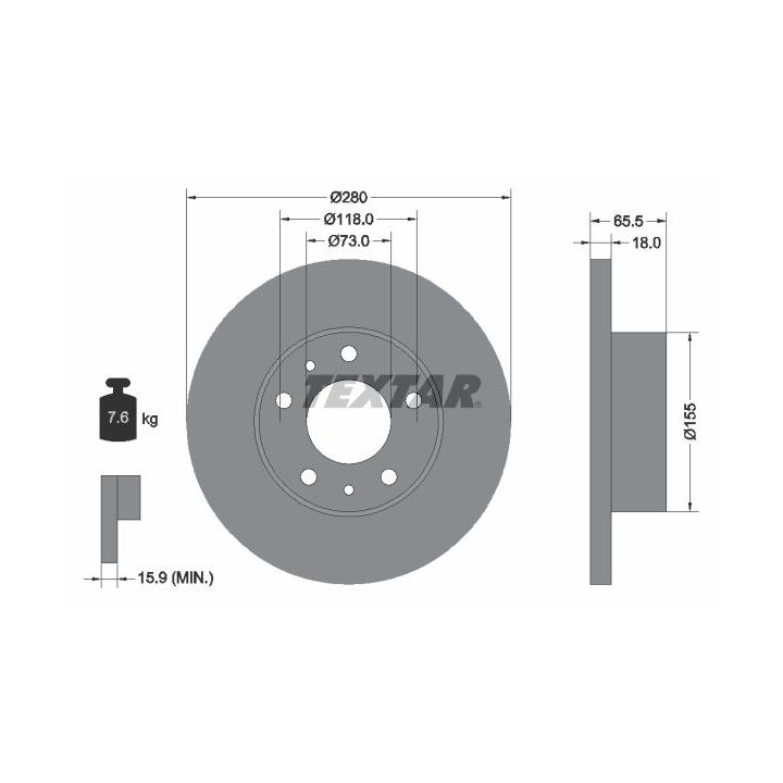 Stabdžių diskas TEXTAR 92073700