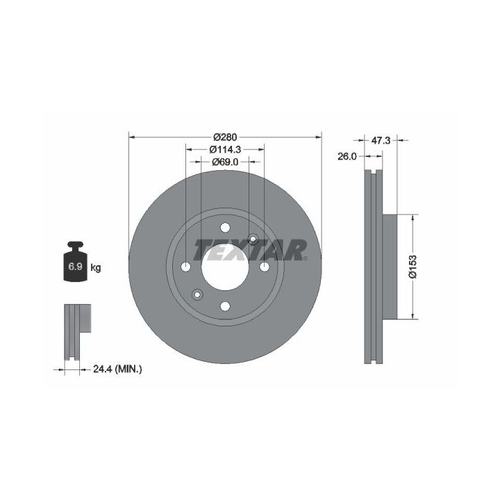 Stabdžių diskas TEXTAR 92136603